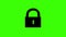 Black picture of padlock with opening clamp on chromakey