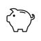 Black piggy bank icon