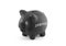 Black piggy bank with word savings