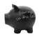 Black piggy bank with words SAVINGS ON THE CAR