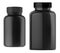 Black pill bottle, supplement jar mockup, plastic