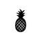 Black pineapple tropical fruit on white background.