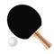 Black ping pong paddle and ball, vector illustration