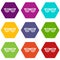 Black pinhole glasses icon set color hexahedron