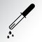 Black pipette icon with drops. Vector