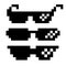 Black Pixel Glasses Vector. Thug Lifestyle. For Meme Photos And Pictures. Deal With It. Isolated Illustration