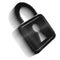 Black pixel icon-like image of padlock