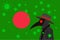 Black plague doctor surrounded by viruses with copy space with BANGLADESH flag
