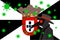 Black plague doctor surrounded by viruses with copy space with CEUTA flag