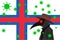 Black plague doctor surrounded by viruses with copy space with FAROE ISLANDS flag