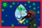 Black plague doctor surrounded by viruses with copy space with GUAM flag