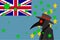 Black plague doctor surrounded by viruses with copy space with TUVALU ISLANDS flag