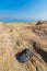 A black plastic bag thrown on the shores of the Dead Sea,