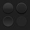 Black plastic buttons. 3d round signs - normal, active, pushed