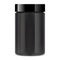 Black plastic jar. Protein supplement container