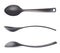 Black plastic kitchen ladle spoon isolated