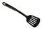 Black plastic kitchen spatula, kitchenware for cooking. Isolated