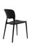 Black plastic outdoor chair, back view. Cafe or home furniture.