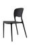 Black plastic outdoor chair, front view. Cafe or home furniture.