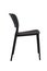 Black plastic outdoor chair, side view. Cafe or home furniture.