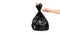 Black plastic trash bag, tied junk pack, garbage package