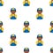 Black Plumber Avatar Icon Seamless Pattern