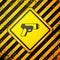 Black Police electric shocker icon isolated on yellow background. Shocker for protection. Taser is an electric weapon
