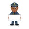 Black Policeman Character with Banner