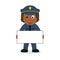 Black Policewoman Character with Banner