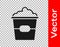 Black Popcorn in cardboard box icon isolated on transparent background. Popcorn bucket box. Vector Illustration