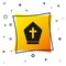 Black Pope hat icon isolated on white background. Christian hat sign. Yellow square button. Vector