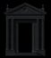 Black portico. Architectural elements of the classic building facade. 3D rendering