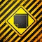 Black Post note stickers icon isolated on yellow background. Sticky tapes with space for text or message. Warning sign