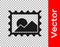 Black Postal stamp icon isolated on transparent background. Vector Illustration