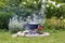 Black pot in garden camp fire