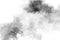 Black powder explosion against white background.Charcoal dust particles cloud