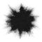 Black powder explosion background. Charcoal explosive splatter white background