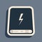 Black Power bank icon isolated on grey background. Portable charging device. Long shadow style. Vector