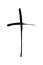 Black prayer cross vector illustration. Catholic religion symbol hand drawn paint brush illustration with typography