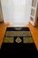 black prayer rug with golden decoration