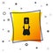 Black Priest icon isolated on white background. Yellow square button. Vector Illustration