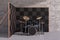 Black Professional Rock Black Drum Kit in Studio Music Recording Room with Dampening Acoustic Foam Panel Walls. 3d Rendering