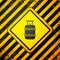 Black Propane gas tank icon isolated on yellow background. Flammable gas tank icon. Warning sign. Vector