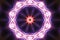 Black purple concentric geometry mandala. Kaleidoscope with Neon glow