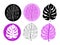 Black and purple monstera leaves set. Hand drawing vector illustration for logo design. Minimalism art. Botanical modern decor