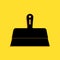 Black Putty knife icon isolated on yellow background. Spatula repair tool. Spackling or paint instruments. Long shadow