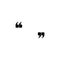 Black quote marks isolated on white. Flat reading icon. Vector illustration.