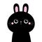 Black rabbit buny hare silhouette icon. Cute kawaii cartoon character. Pink cheeks. Happy Valentines Day. Baby greeting card