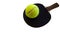 The black racket with yellow ball games in the sports of tennis