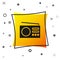 Black Radio with antenna icon isolated on white background. Yellow square button. Vector